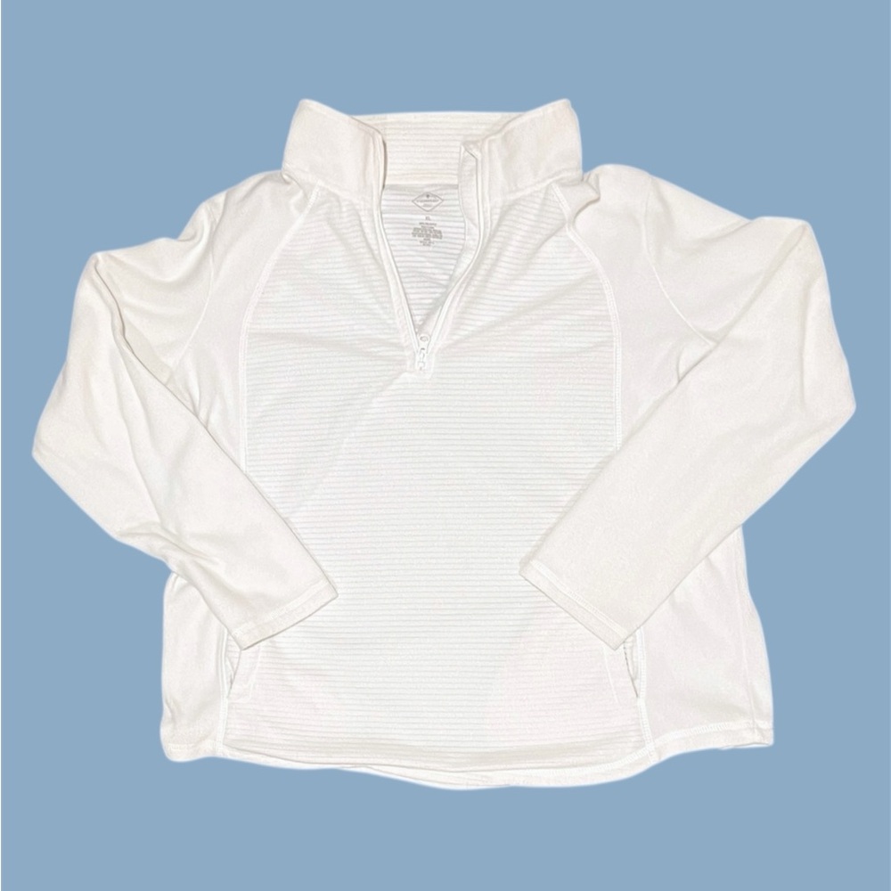St. John's Bay Cream 1/4 Zip Women’s XL Pullover Sweater with Collar